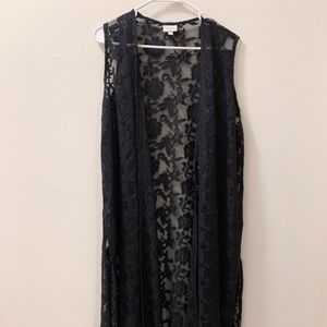 Large Black Lace Lularoe Joy Vest